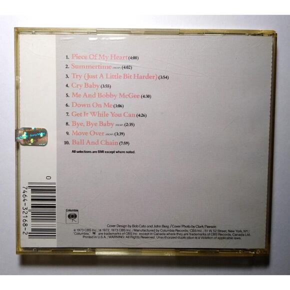 Janis Joplin Janis Joplin's Greatest Hits CD Hits Collection With Sony Seal - Picture 4 of 4